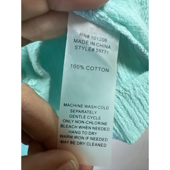 Soft Surroundings 2X Tunic Shirt Turquoise Roll Long Sleeve Pleated Eyelet XXL - Picture 6 of 8